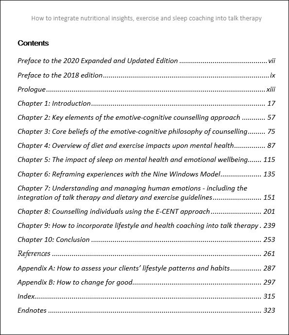 Contents page, lifestyle counselliong book